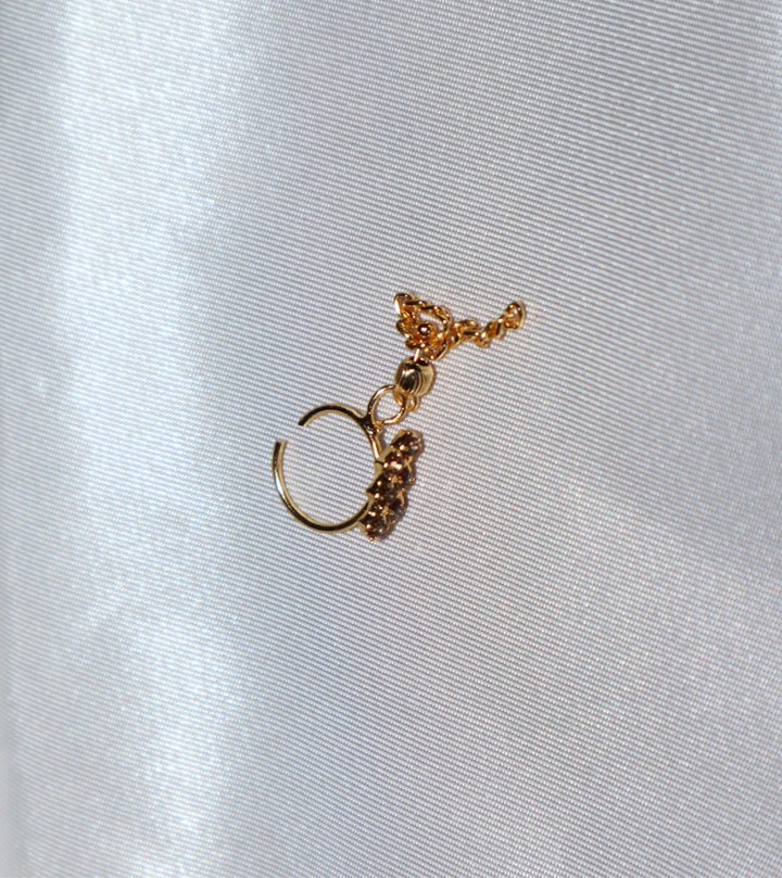 Gold Zig Zag Nose Ring with Gold Dangling Ends