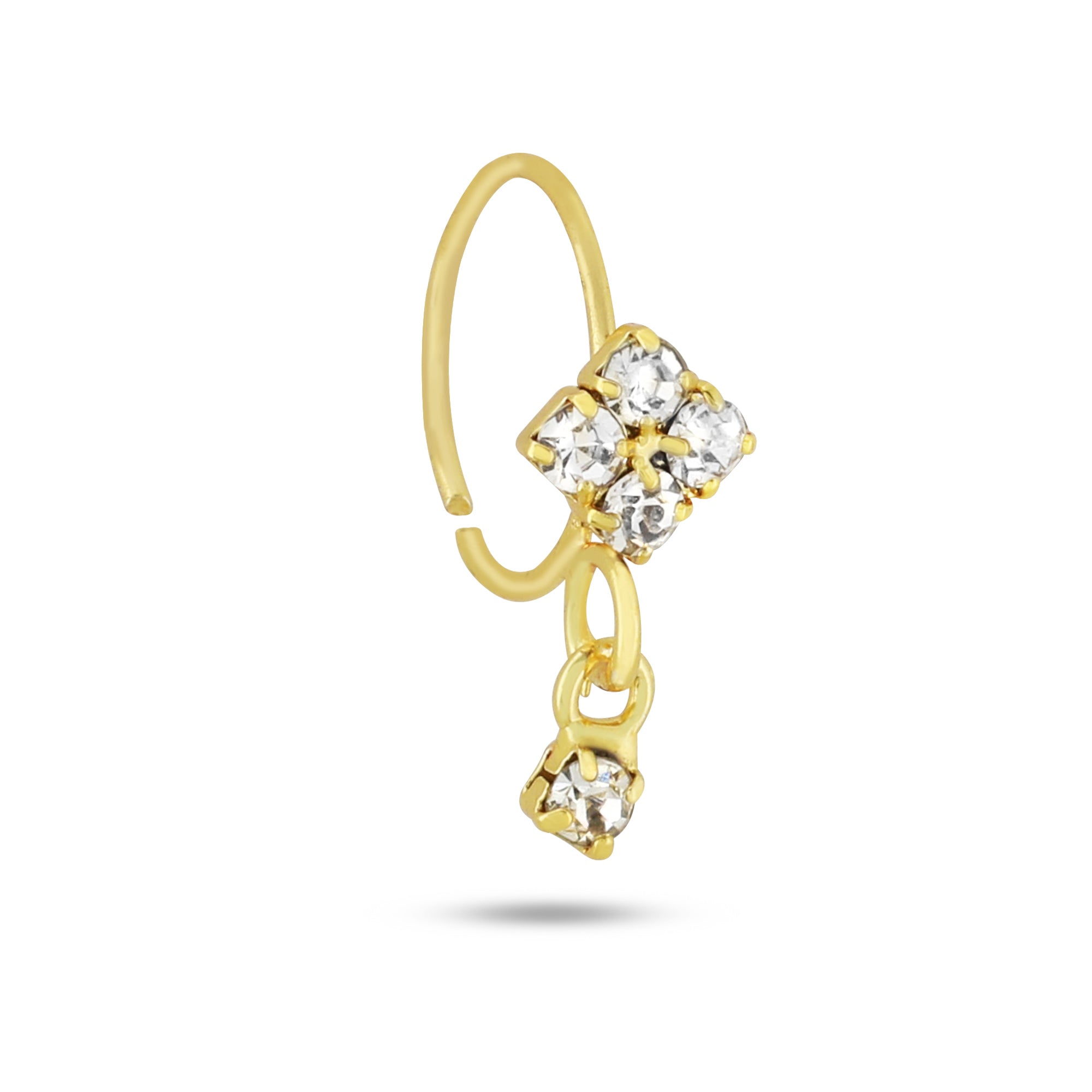 Cute Ethnic Floral Real Gold 14K Nose stud White CZ Indian nose ring P –  Karizma Jewels